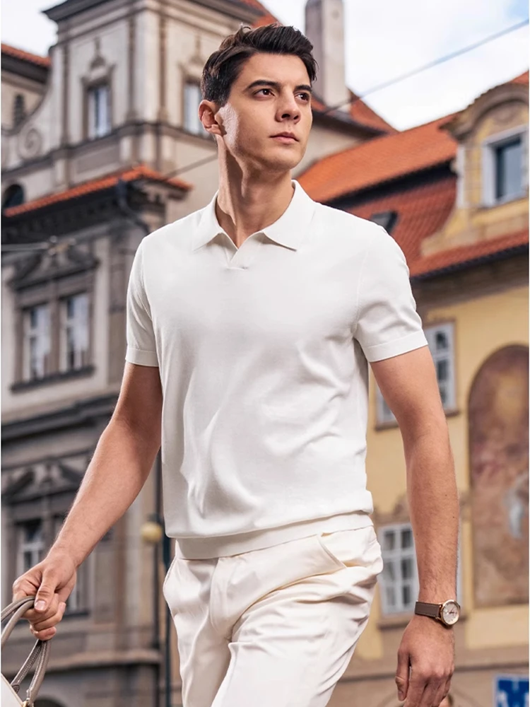 

Итальянская летняя дышащая вязаная рубашка из трикотажа с отложным воротником и воротником-стойкой Sea Eagle, впитывающая пот