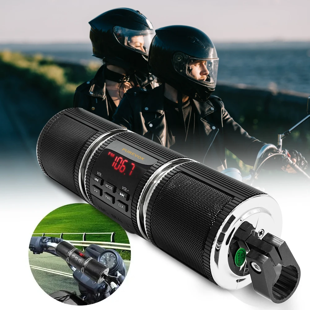 

Стереодинамики на руль мотоцикла, беспроводной MP3-плеер с картой AUX-IN/USB/TF, FM-радио, черный