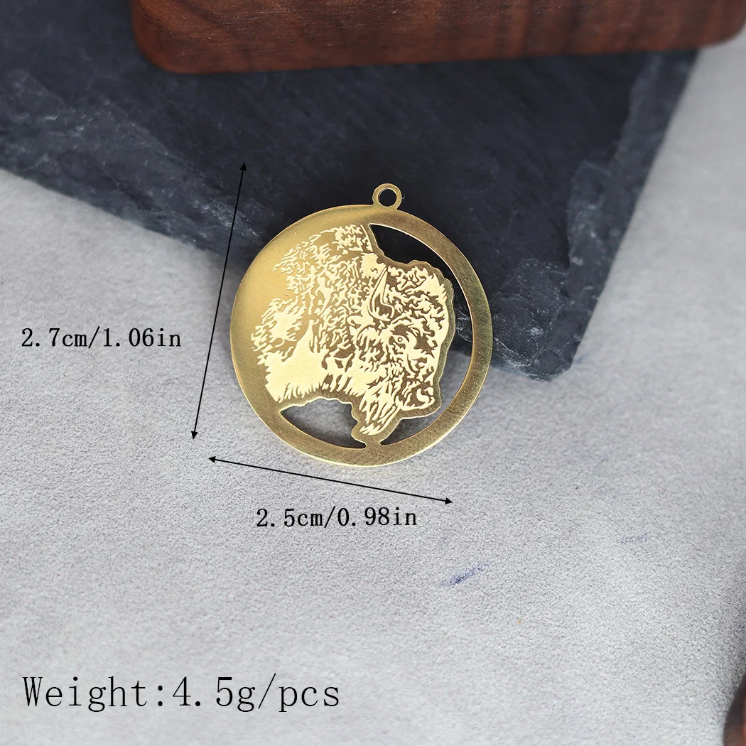 2pcs Pendants Bison Bull Cow Face Animal Connectors For Charms Bracelets Necklaces Jewelry DIY Finding