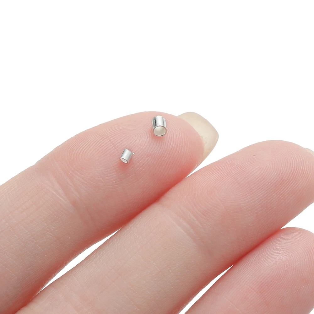 1g/pack 925 Sterling Silver 1.5/2mm Silver Color Round Tube Beads For DIY Jewelry Necklace Bracelets Making Accessories