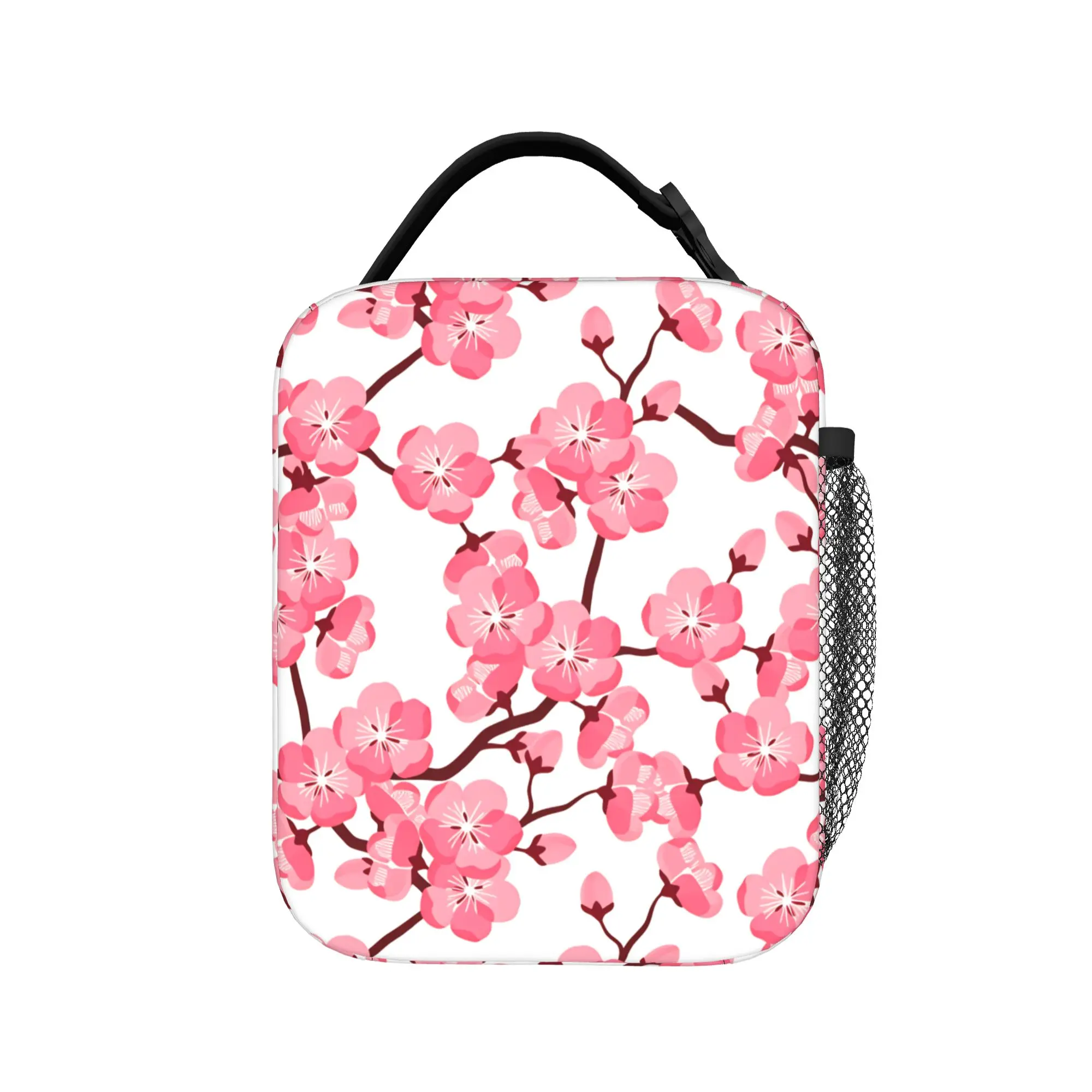 Vintage Plum Cherry Blossom Lunch Bag  Kawaii Lunch Box For Women  Travel Cooler Bag Oxford Thermal Tote Handbags