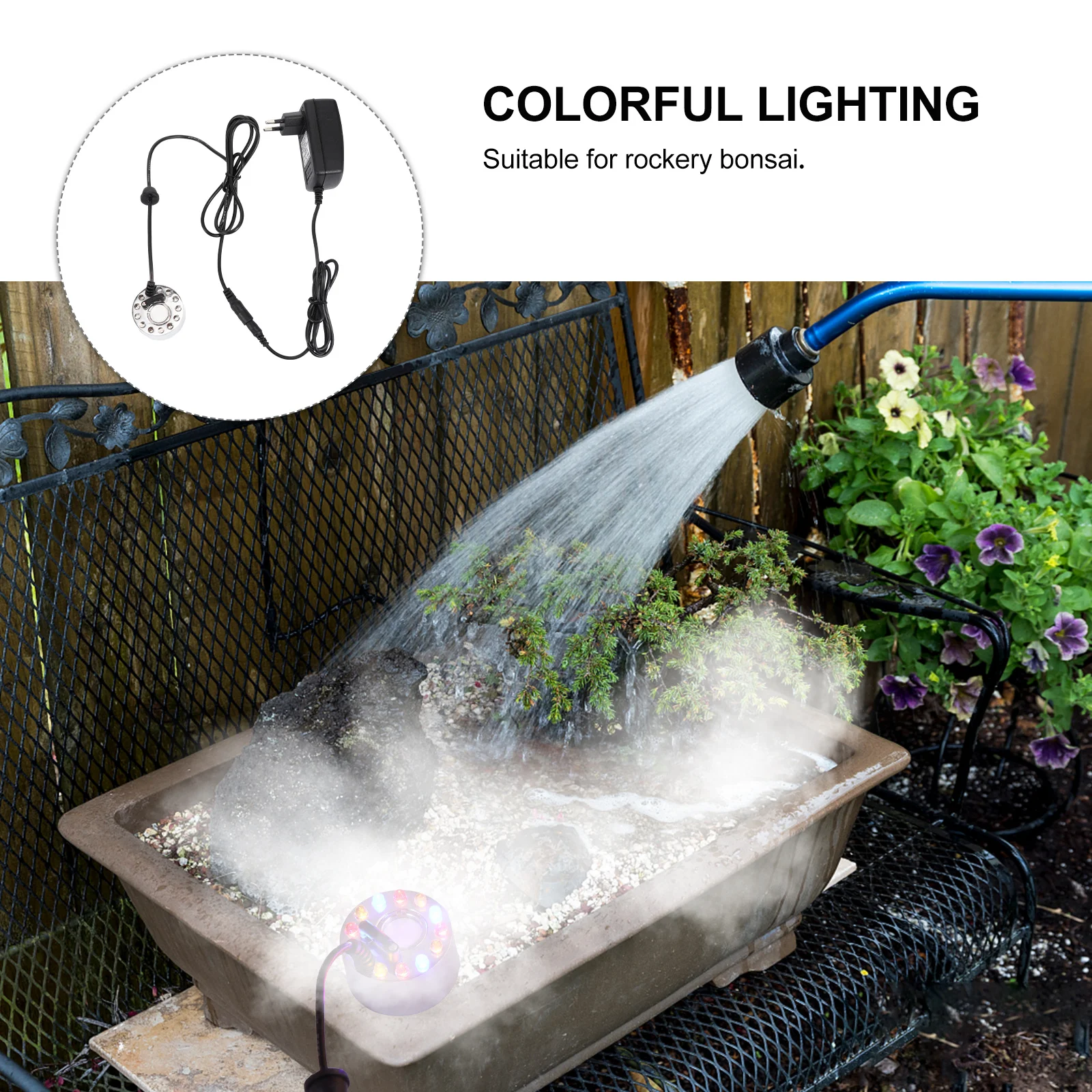 

LED Light Rockery Bonsai Mist Maker Fountain Pond Fog Air Humidifier Machine Aquarium Fog Maker for Fish Tank Machine