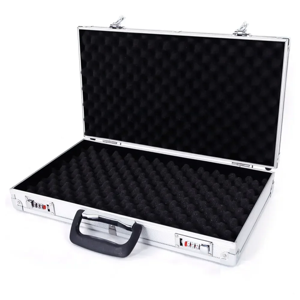 45*25*7.5 ซม.อลูมิเนียมใหม่กรอบปืนล็อคปืนพก HandGun ล็อคกล่อง Hard Storage Carry Case SILVER