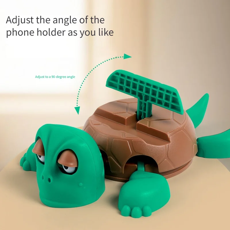 Turtle King Phone Stand Coaster, Fun Pressing Desktop Holder, Stress Relief Office Decor, Mobile Accessory Gift