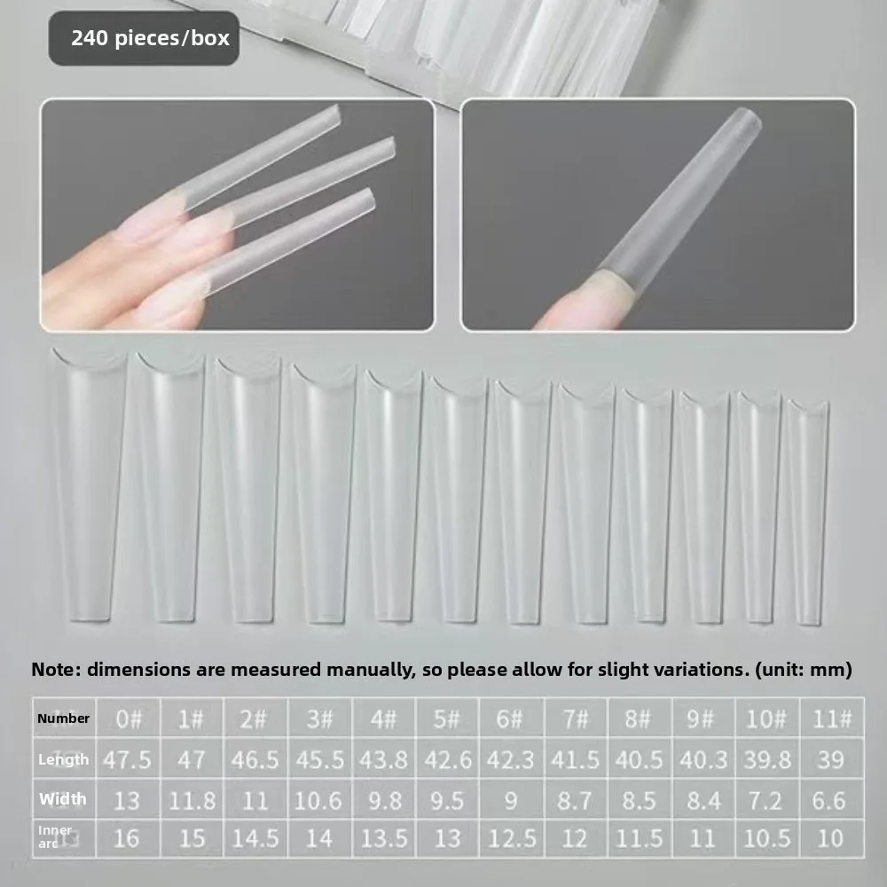 

Coffin Shape Sandwich Nail Forms Ultra-Thin C Curve Water Pipe Nail Tips Extra Long No-Trace False Nails