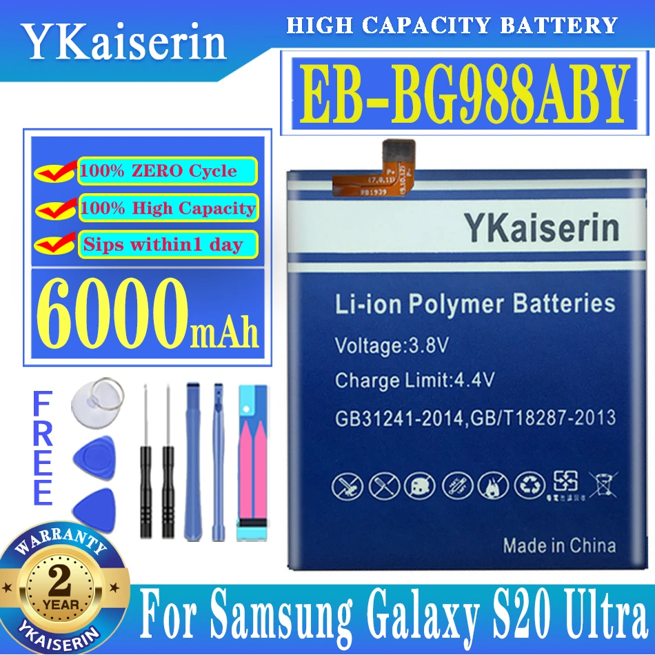 

YKaiserin EB-BG988ABY 6000mAh Replacement Battery For Samsung Galaxy S20 Ultra S20Ultra S20U Mobile Phone Batteries