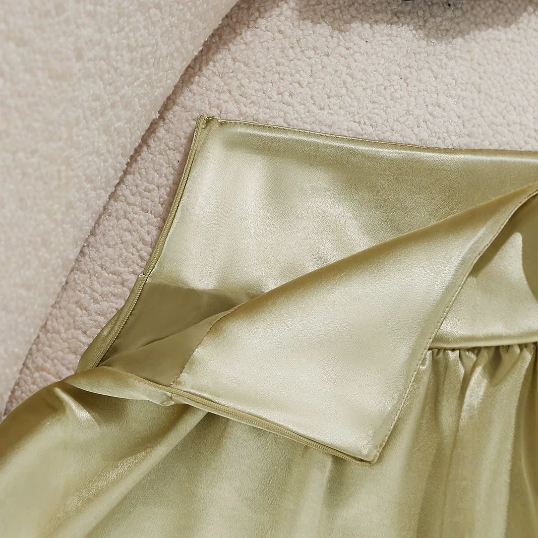 Satin Spice Girl Tutu Skirt Women's Fashion Anti-light Solid Color A-word Lantern Skirt