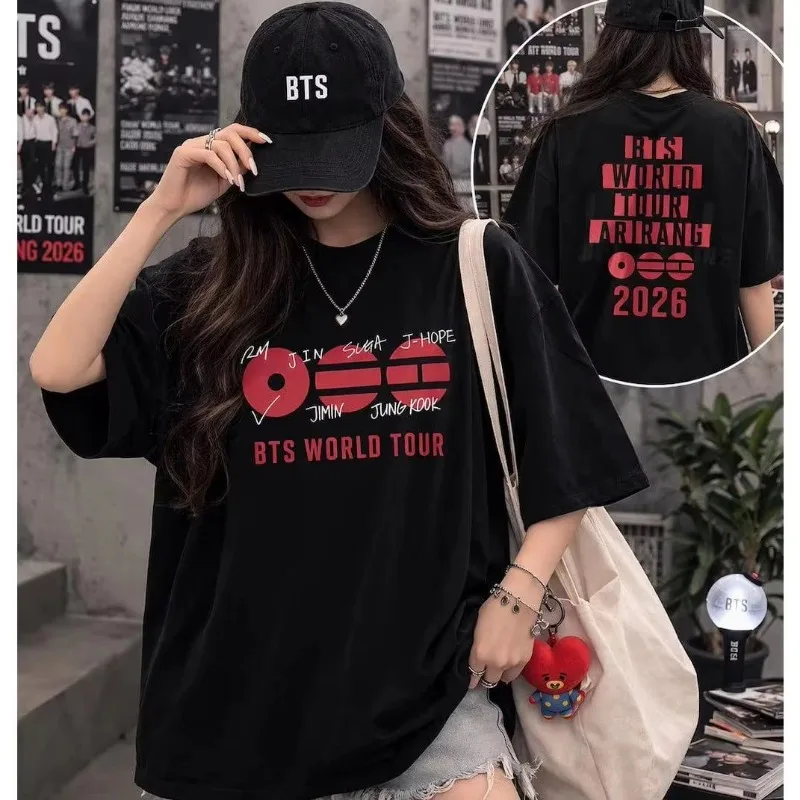 2026 Summer Arirang Bangtan Boys Concert World Tour Kpop Fan Trendy Korean Gift T-shirt Men Women Oversized Loose Y2K Shirt