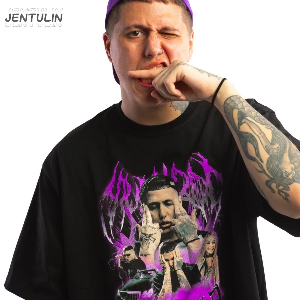 Harajuku المتضخم الشارع الشهير ملابس للرجال CMH الجرافيك MUDBLOOD WORLD قميص مطبوع الجمالية الهيب هوب قصيرة الأكمام قوطي Y2k #4