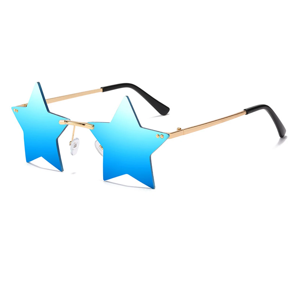 New Rimless Sunglasses with Five-pointed Star Shape and Colorful Ocean Design for Women and Men