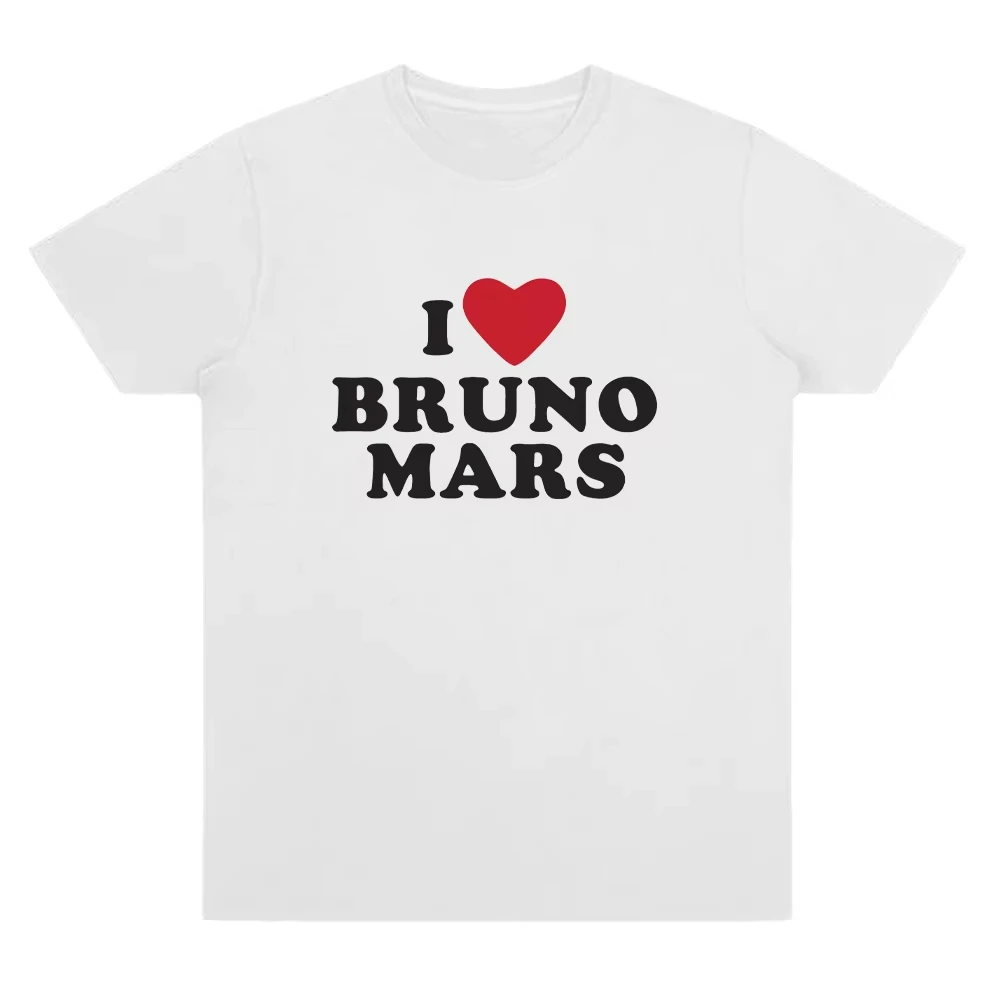 I Heart Bruno Mars Merch Printed T-shirt Men Women Short Sleeve Cotton T-shirt Men's T-shirts 2026 Summer New Men's Clothing