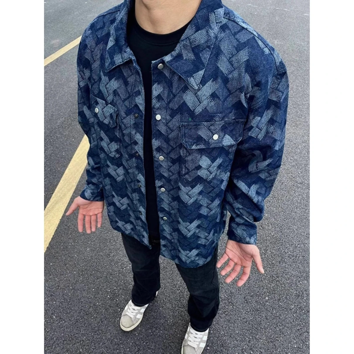 

Loose Men's Jaet Spring Autumn Harajuku Sle Hong Kong Sle Trendy Outerwear Stand Fit Long Sve Youth Faion