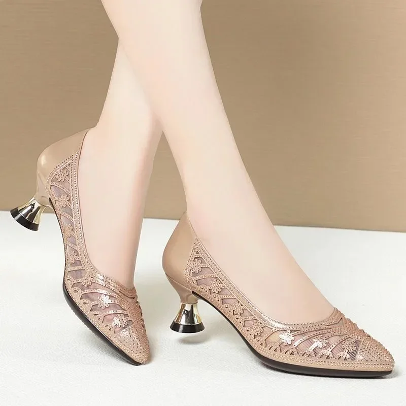 Women Classic Pointed Toe Golden Bridal Sexy Wedding Party High Heel Shoes Zapatos De Mujer Lady Casual Comfort Pumps E106f