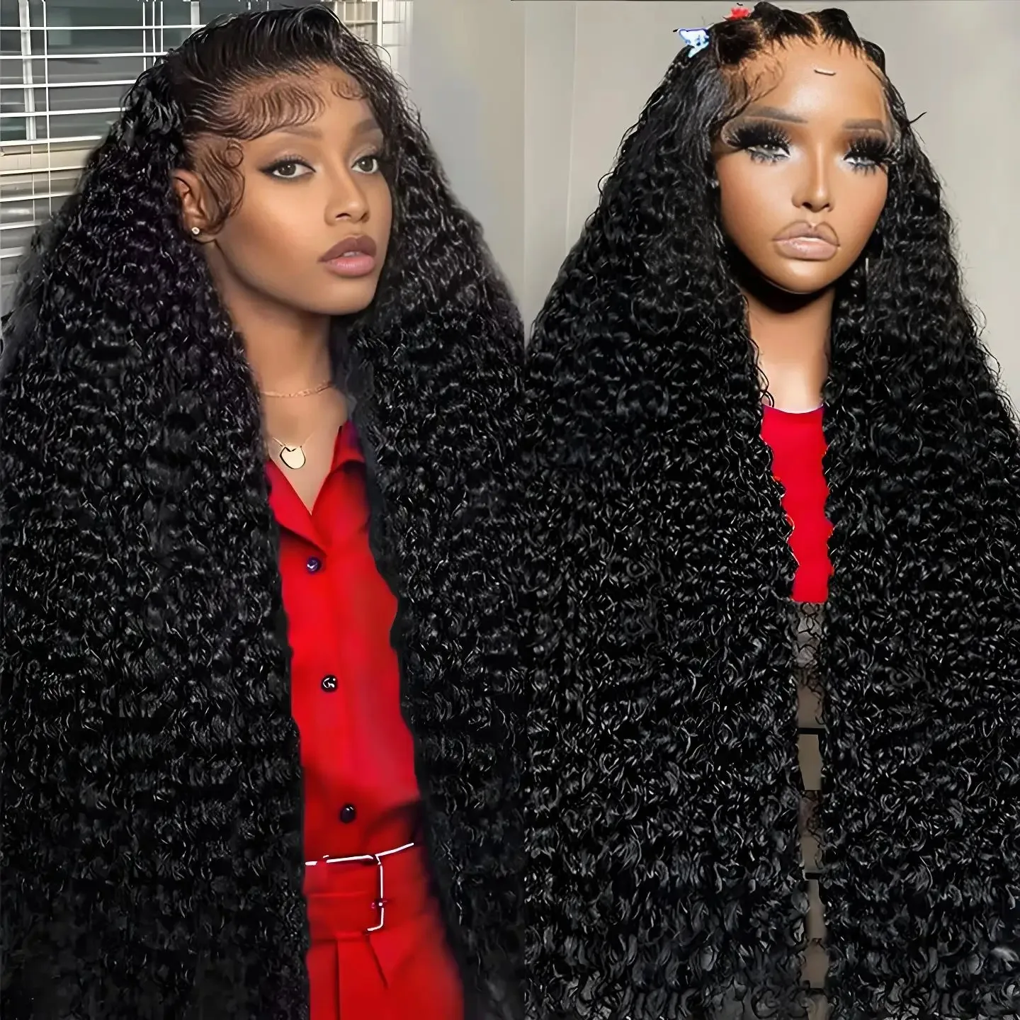 13X4 13X6 Curly Wigs Hair Deep Water Wave Lace Front Brazilian Pre Plucked Human Hair Wigs for Women Lace Frontal Wig 30 40 Inc