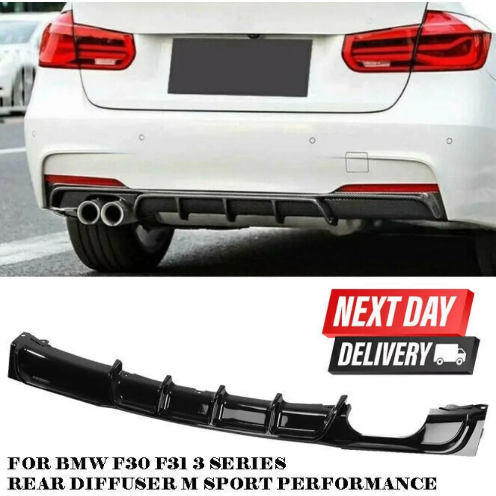 FOR BMW 3 SERIES F30 F31 REAR DIFFUSER M SPORT M PERFORMANCE BUMPER GLOSS BLACK