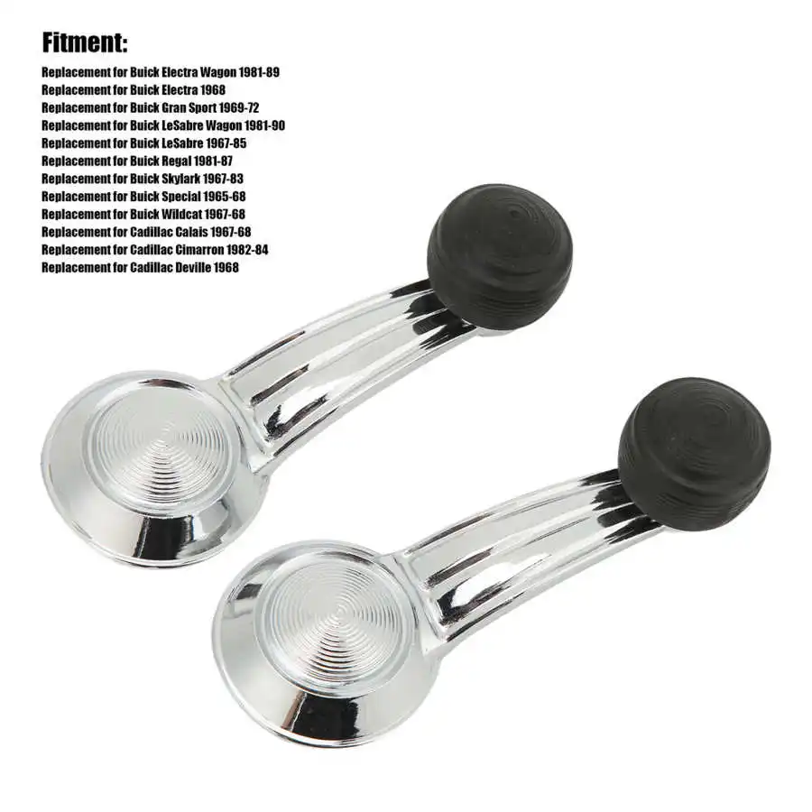 مقبض كرنك بنافذة من الكروم لسيارة كاديلاك سيمارون الدورادو ، قطع غيار السيارة الداخلية ، مقابض الأبواب الداخلية ، مقاس معدنية ، 2 *