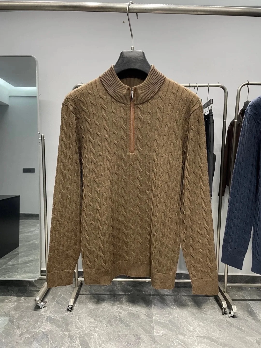 

Men's Knitted Long Sve Zipper Ne Sweater Casual Pure Color f High Collar Autumn Winter New Sle Casual Faion Men's...