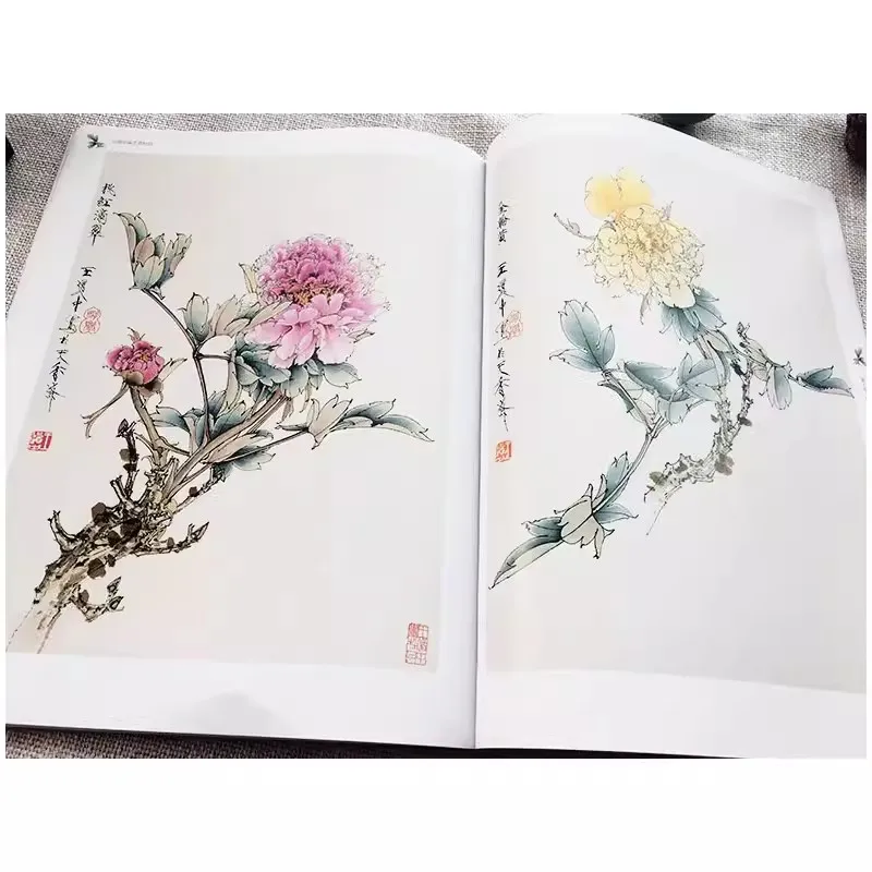 Wang Destroy Ozhong Peony Sketch Ple, Peinture méticuleuse, Copie, Fleurs, Oiseaux, Dessin au trait, Manuscrit, Dessin, Compétences, Tutaple Ple