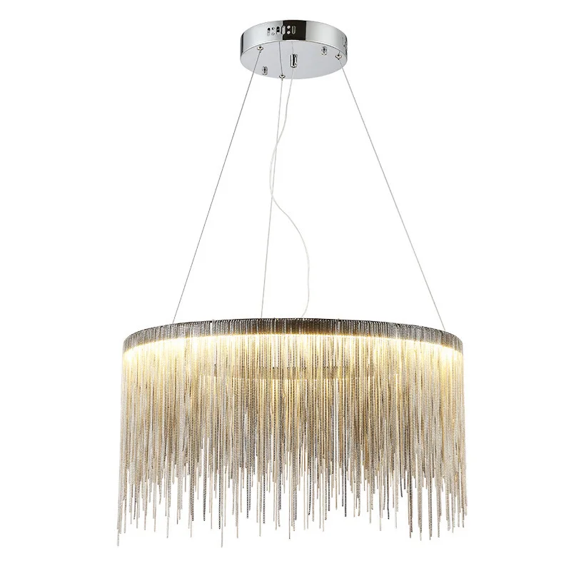 Postmodern bohemian pendant light Tassel Contracted Hanging Light  for Round Living Room Bedroom Lustre Chrome Circular lamp