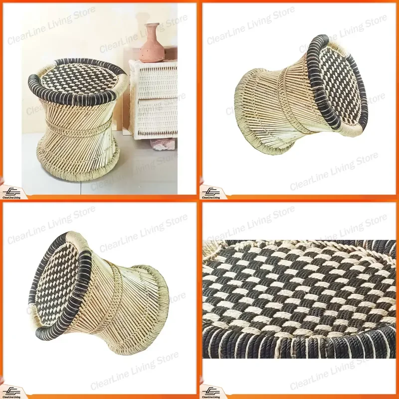 New Arrivals Handmade Natural Bamboo Farmhouse Style Foot Stool with Removable Cover Storage for Apartment Kids Bedroom