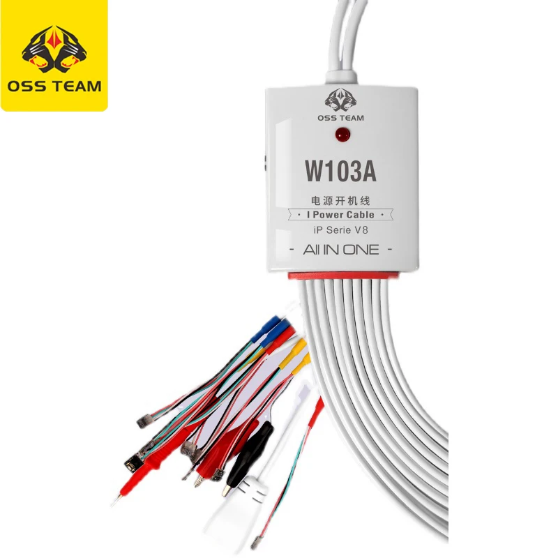 OSS W103A تيار مستمر اختبار امدادات الطاقة كابل ، V8 ، V7 ، V6 ، آيفون 6-14 برو ماكس ، سامسونج ، هواوي ، Xiaoxmi ، هاتف أندرويد ، خط التمهيد السلطة