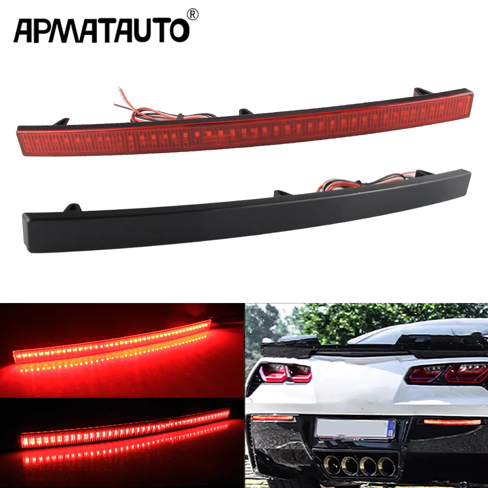 2xSmoked/Red Lens Red LED Car Rear Bumper Reflector Lights For 2014-2019 Chevrolet Corvette C7 Brake Tail Lights Rear Fog Lights