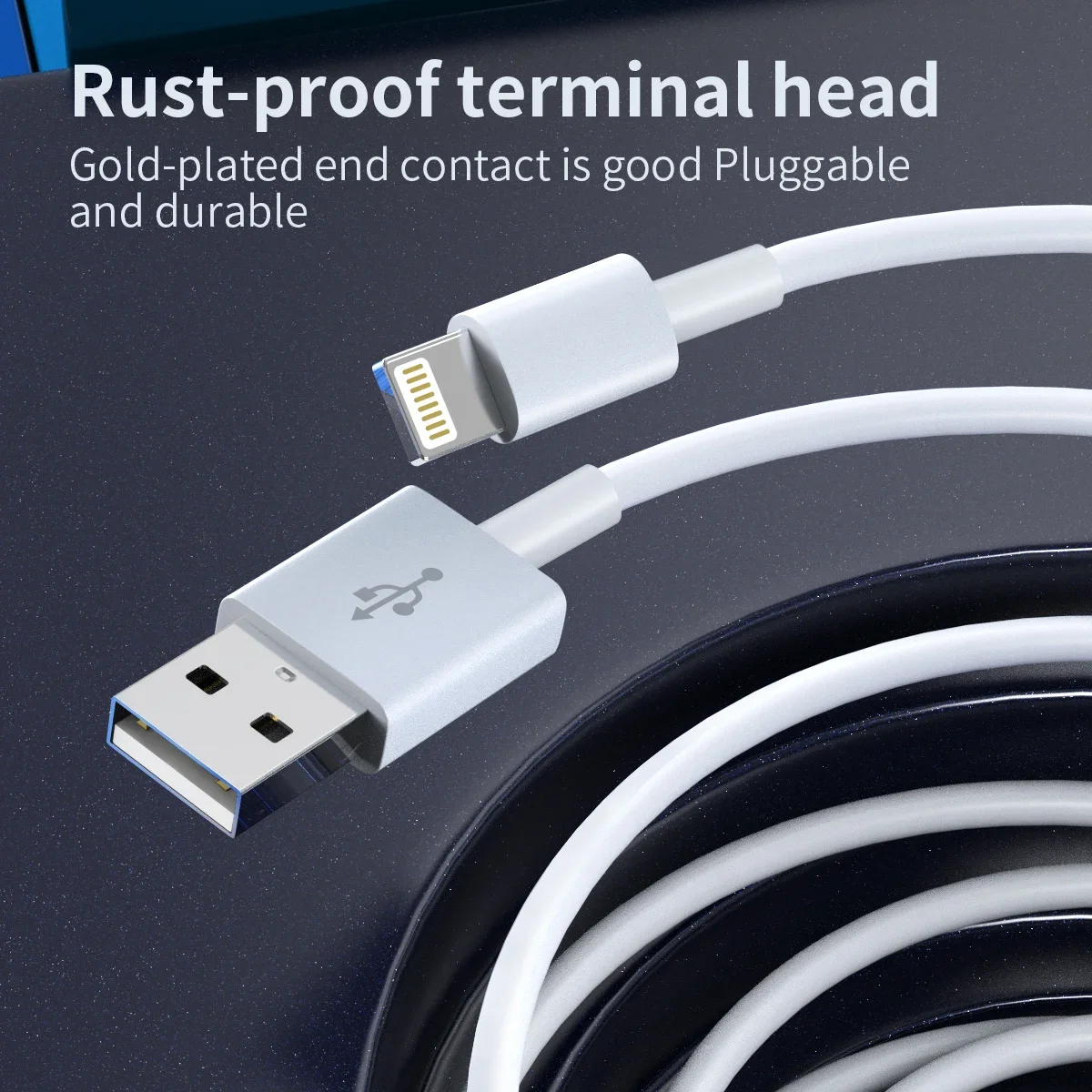 

White 3.3FT USB-A to Lightning ABS Charger Cable MFi Certified Charger for Apple iPhone 14 13 12 11 X Xs Pro Max Plus iPad