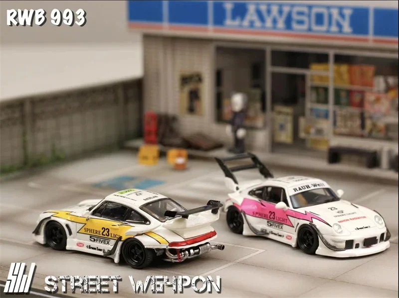 SW 1:64 RWB 993 Lightning Yellow / Pink limited499 Coche modelo fundido a presión