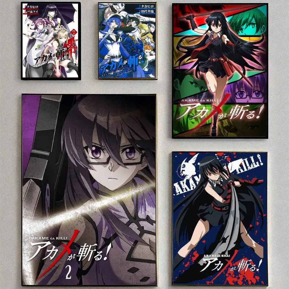 Akame Ga KILL Posters High Quality Self-adhesive Wall Art Decorations Color Prints Sticky