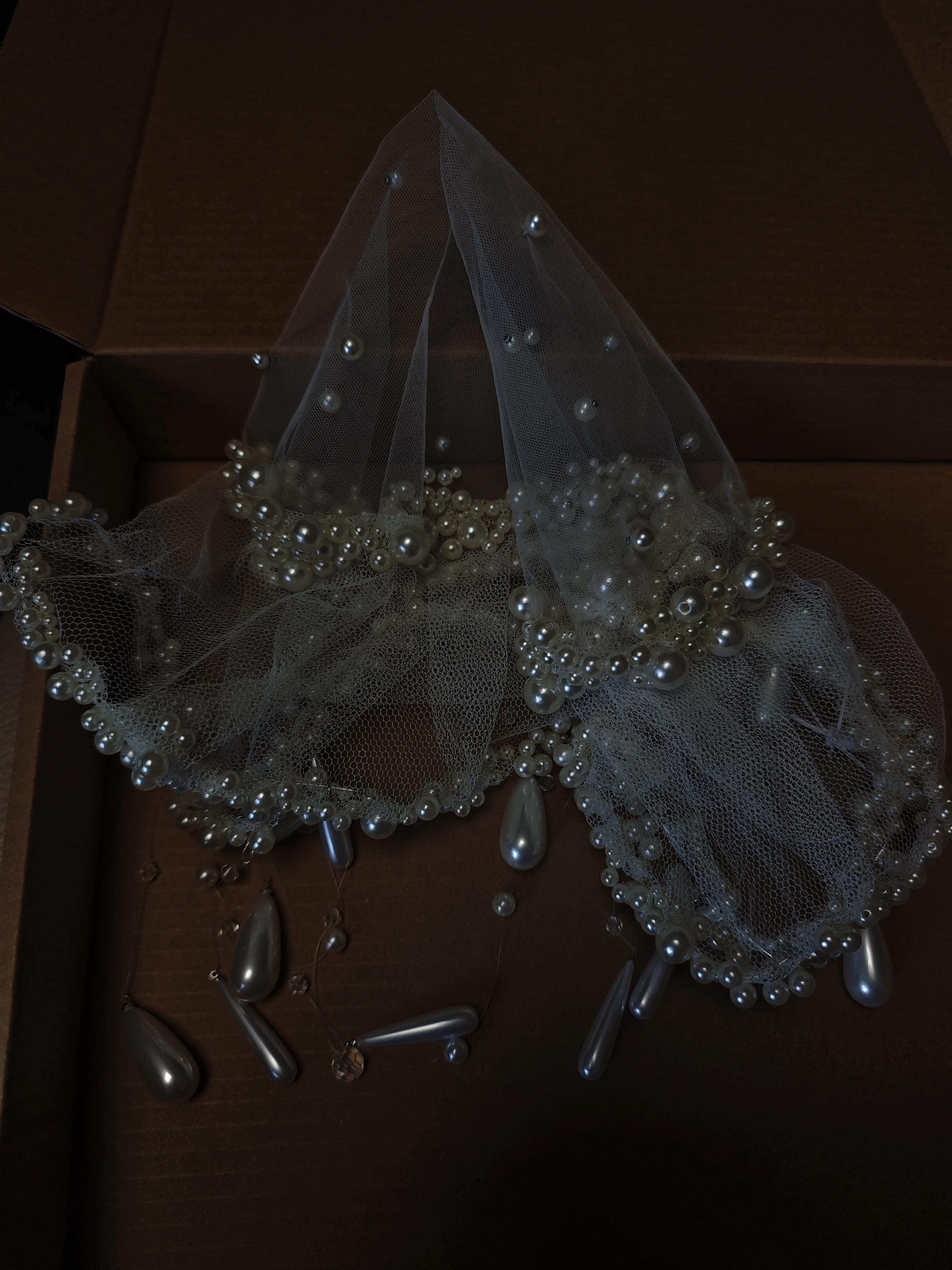 Bridal Veil Headgear Retro Pearl Veil Unique Niche French Veil Wedding Dress Premium Hair Accessories Atmosphere