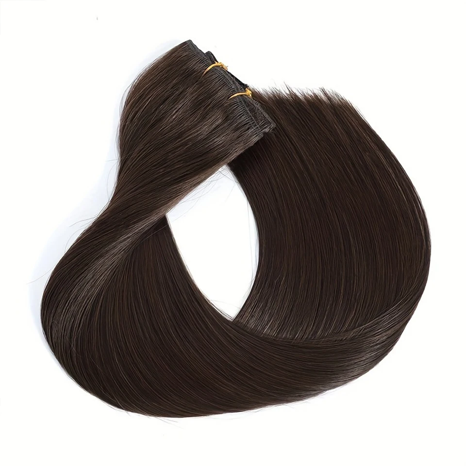 2#Light Brown Straight Hair Piece Human Hair Clip In Hair Extensions 8Pcs For Women 20Clips 120g Brazilian Clip Ins 10-26 Inch