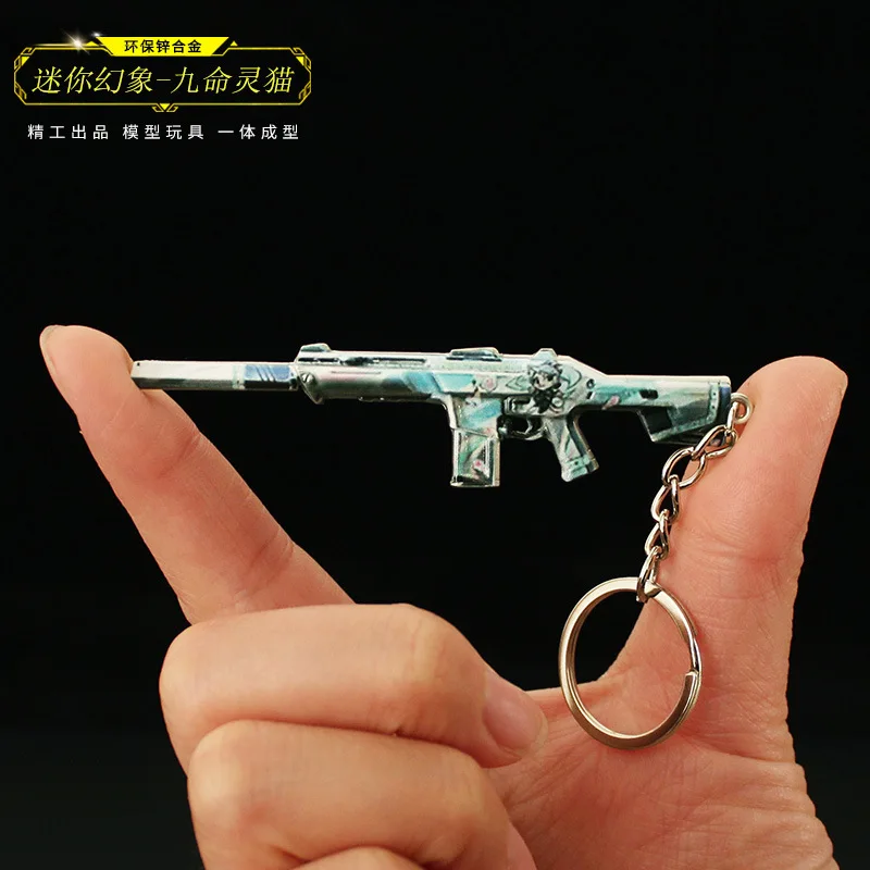 About 9CM Valorant Game Peripheral Mini Alloy Firearms Weapon Model Keychain Pendant Pistol Replica Miniature Decoration Collect