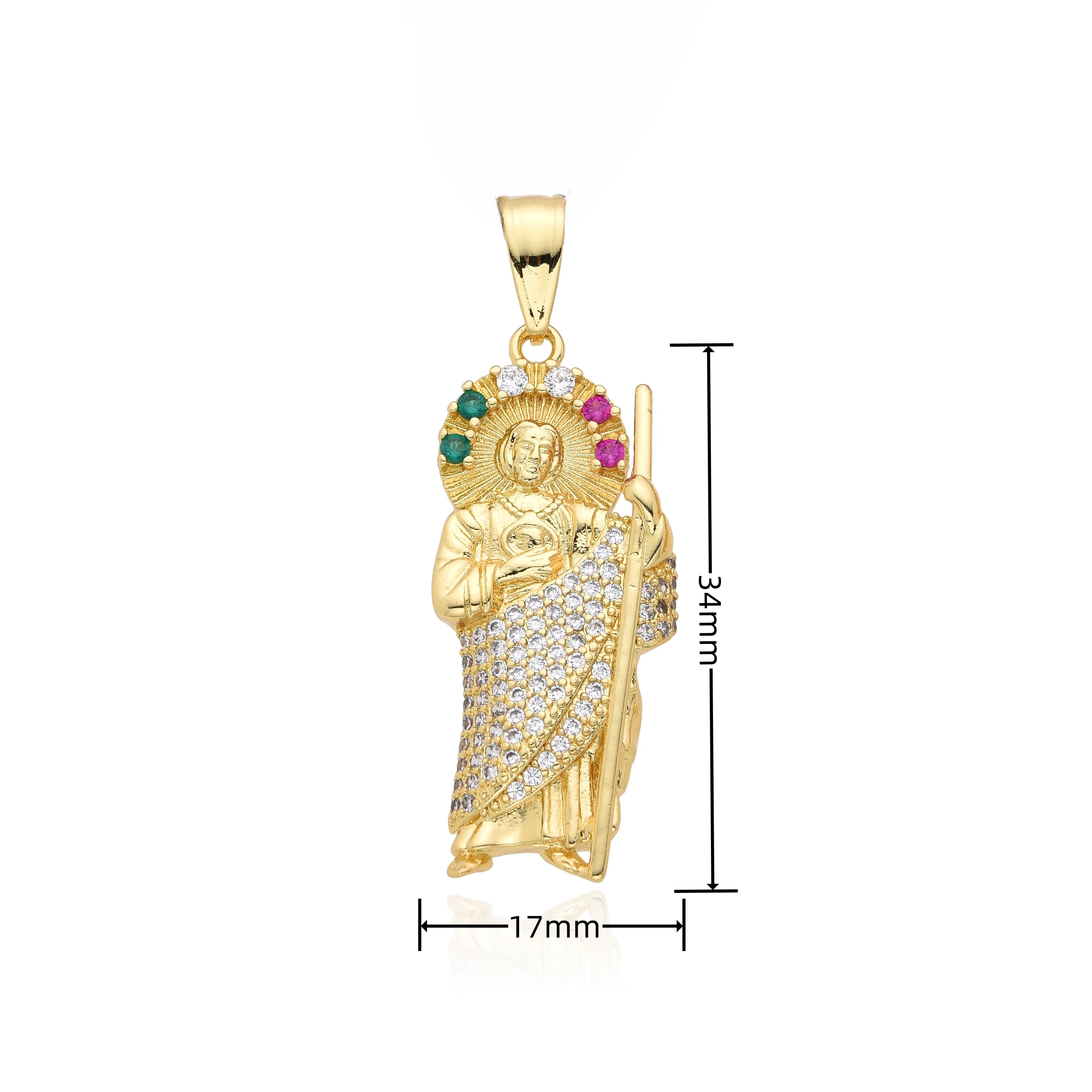 الذهب اللون سانتا Muerte سان يهوذا السحر زركون الموت قاتمة ريبر سانت جود قلادة تشيكوسلوفاكيا المختنق سلسلة قلادة DIY مجوهرات