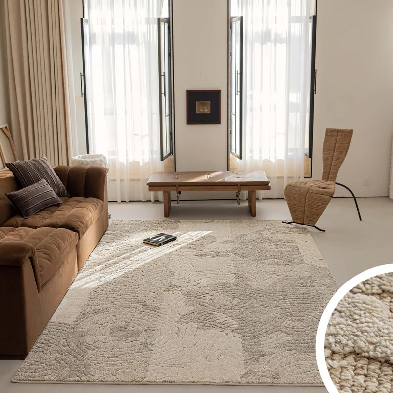 High-end three-dimensional luxury living room carpet, light luxury, dirt-resistant woven textured villa bedroom bedside blanket