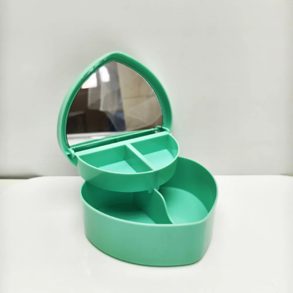 Heart Shape Jewelry Box Double Layer with Mirror