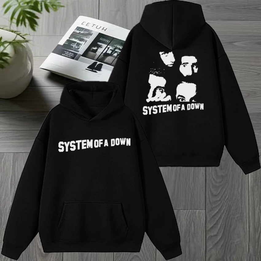 

Rock band system of a down Double Sided print Hoodies 2026 Men women vintage hip hop streetwear Unisex Fleece Casual Sweatshirt