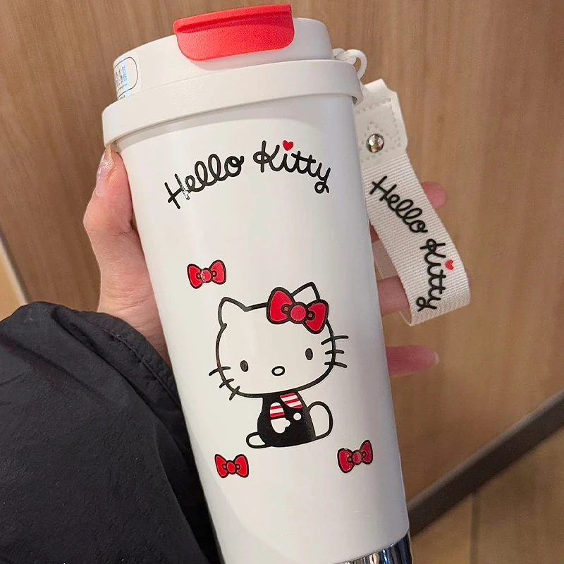 Sanrio hello kitty copo de água 18oz copo de aço inoxidável isolado a vácuo caneca de viagem de café com tampa copo térmico para exterior