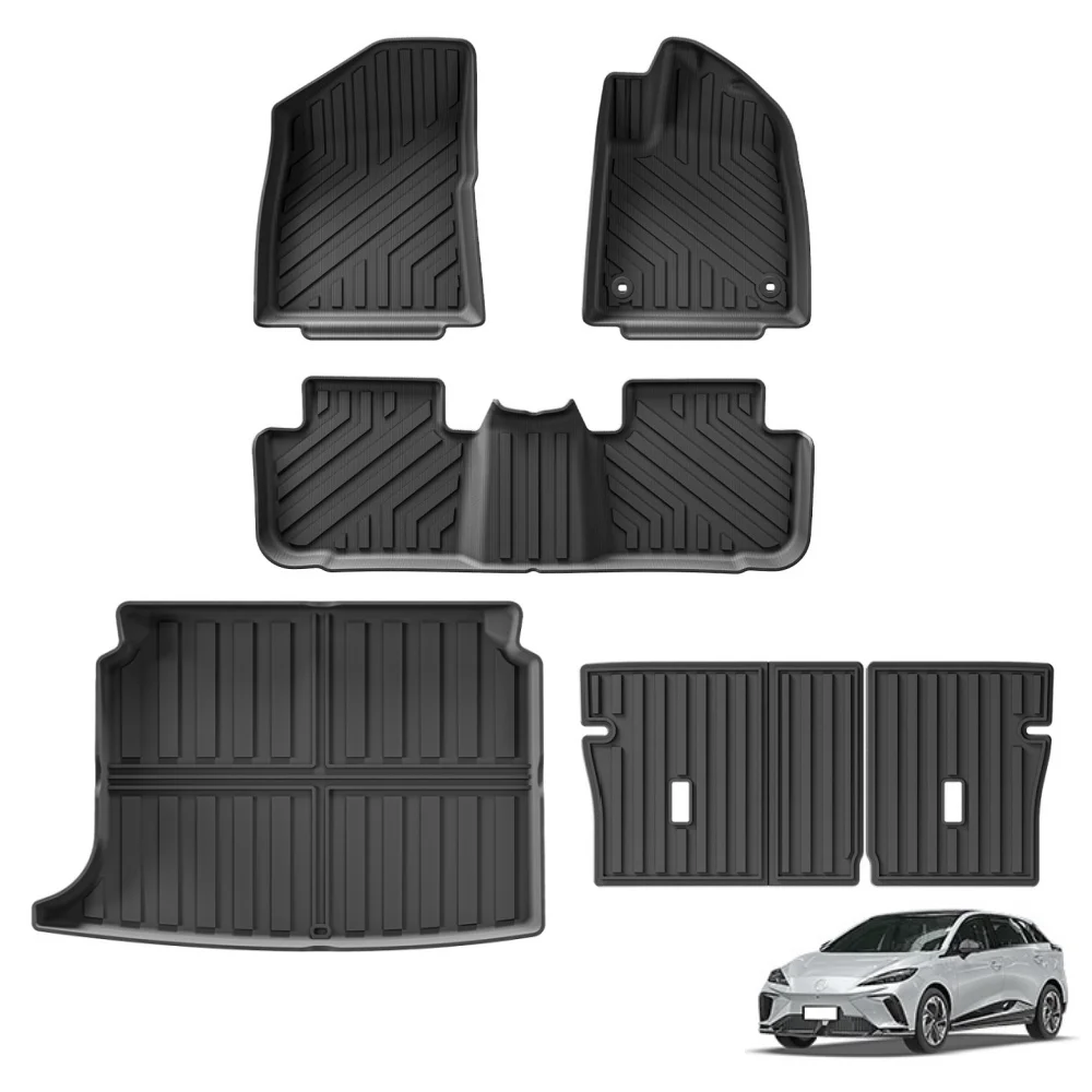 

For MG 4 MG4 EV Right Hand Drive 2022 2023 2024 Car Floor Mats Trunk Pad TPE 3D Foot Pad All Weather Black