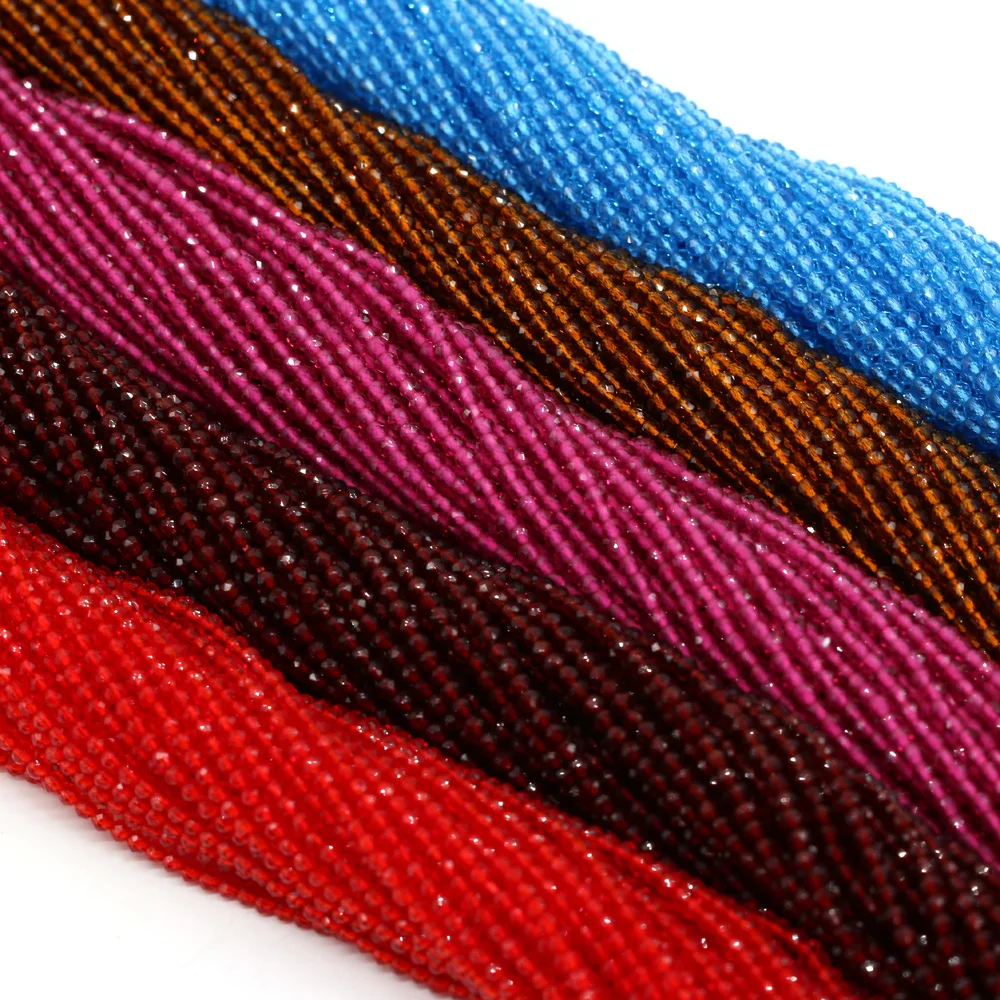 2mm Natural Stone Crystal Beads Round Faceted Glass Spinel Spacer Beads for Jewelry Making DIY Necklace Bracelet Accessory 38cm