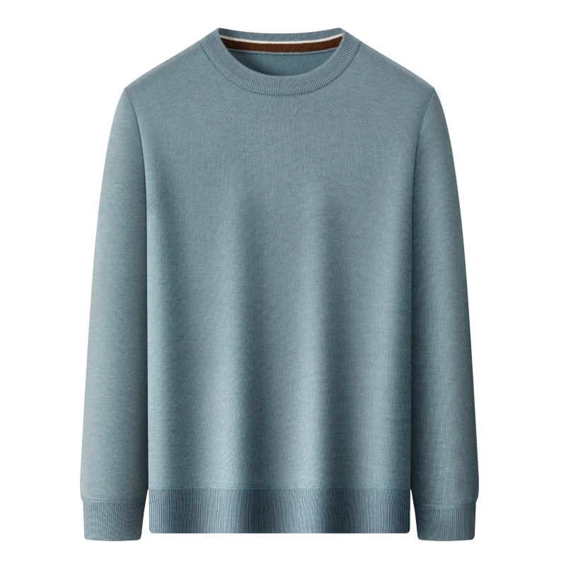 Suéteres masculinos pulôver suéter de lã forrado de lã acolchoado malha jumper base camisa de malha inverno pesado