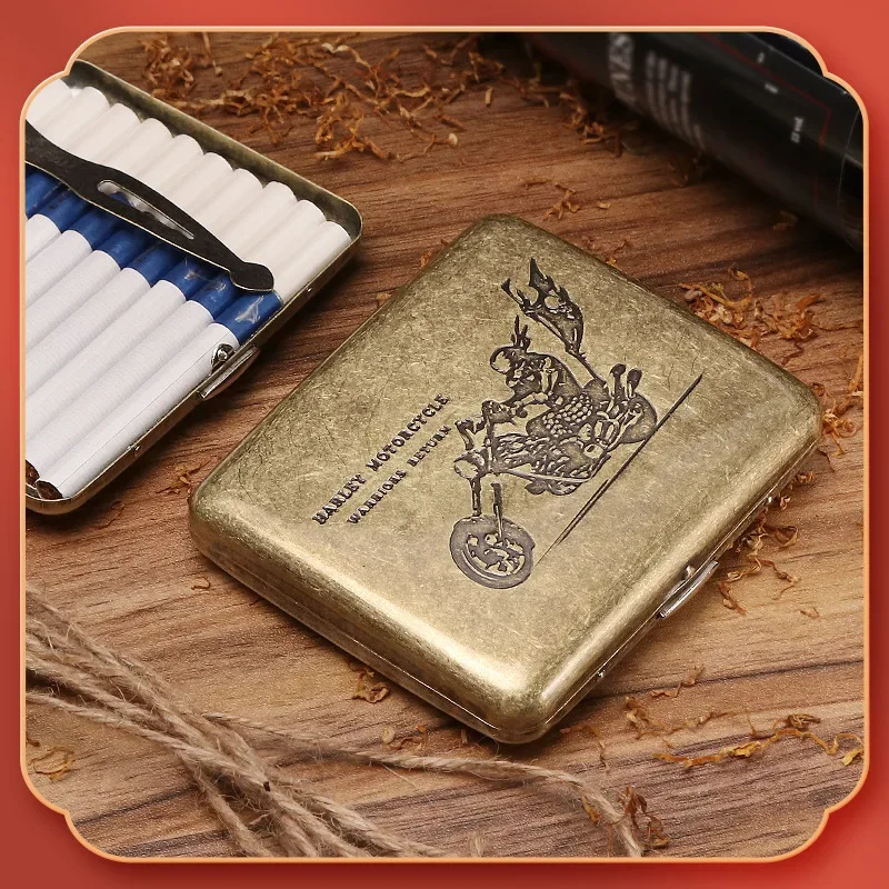 Vintage Metal Cigarette Case Box Portable 20 Cigarettes Case Holder Retro Smoke Tool Pocket Smoking Accessories Men Gifts