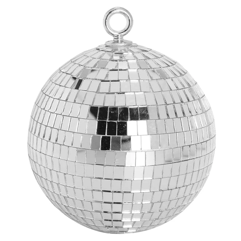 30Cm Disco Light Mirror Ball, Stage Reflective Party Mirror Balls Silver With Hanging Rings For Dance, Birthday,Home