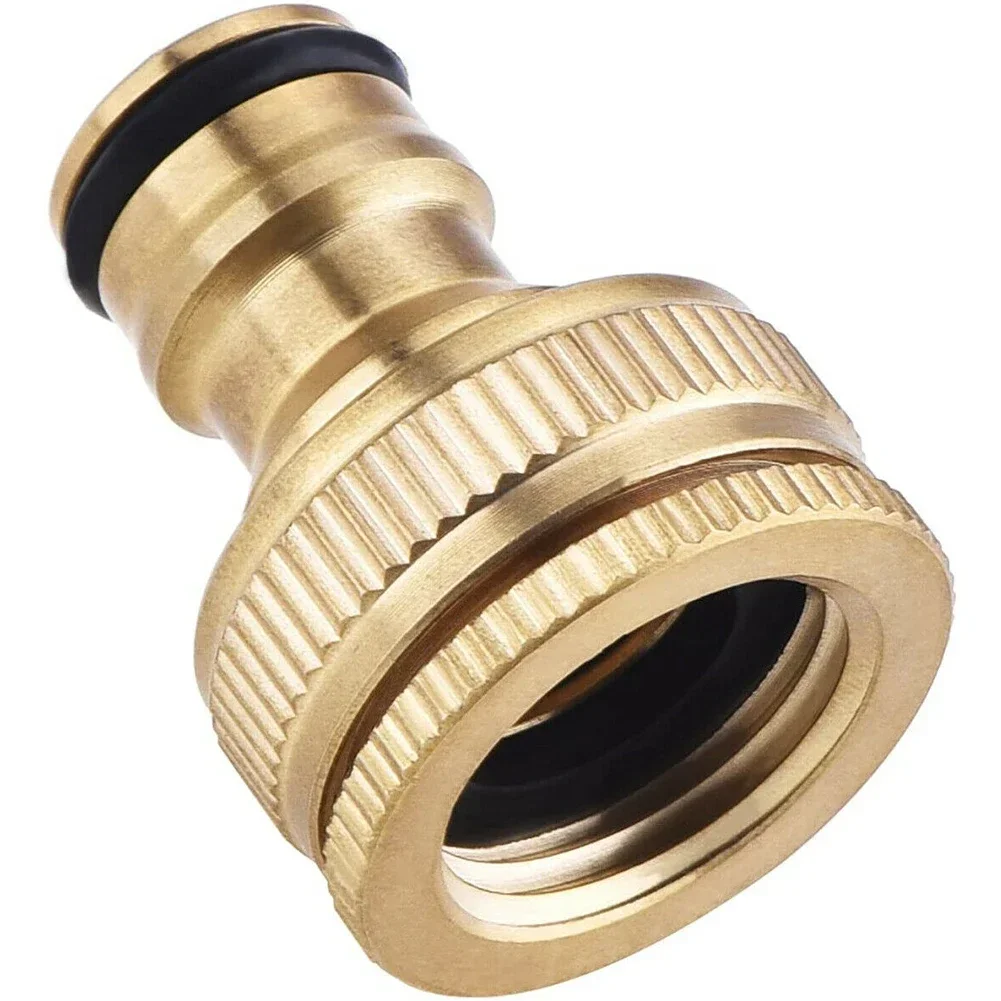 Garden Faucet Fitting Adaptor Brass Gold Universal Hose Tap Connector 1/2\'\' & 3/4\'\' Female Threaded Faucet Adapter