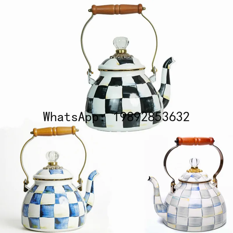 

Enamel Teapot Vintage Enamel Teapot Water Coffee Pot Home Kitchen Decoration with Handle