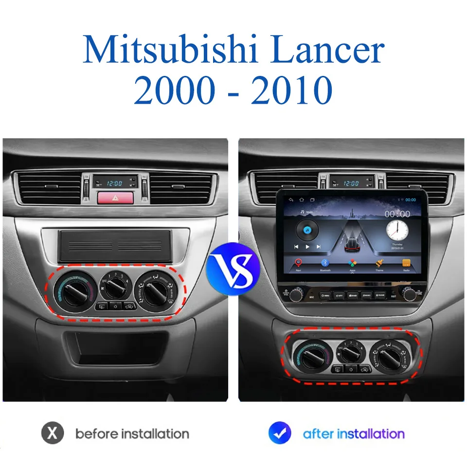 Android 14 8G+128G Car Radio Stereo For Mitsubishi Lancer 2000 - 2010 Auto Navigation GPS Monitor Multimedia Player DVD Cassette