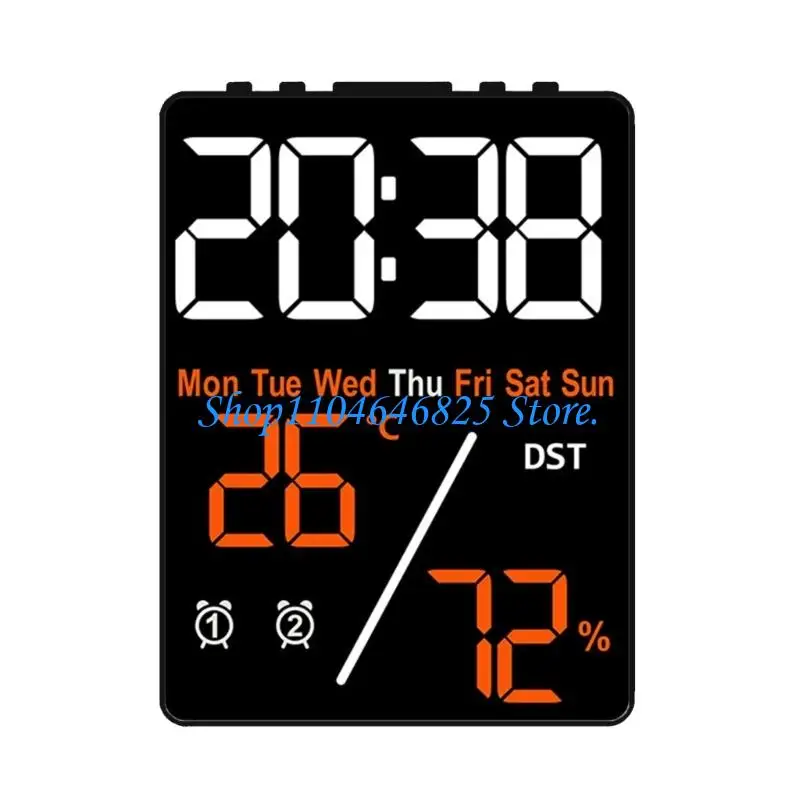 Multifunctional Indoor Temperature Electronic Alarm Clock Digital Clock with Simple Setups and Weather Monitoring