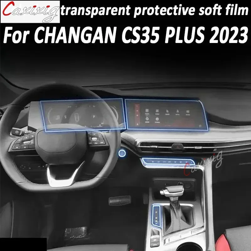 For Changan CS35 PLUS 2022 2023 Car Interior Car Door Center Console Media Dashboard Navigation TPU Anti-scratch Protector Film