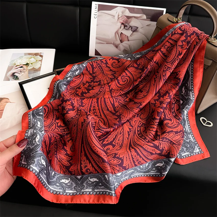 70X70cm طباعة واقية من الشمس أوشحة مربعة أربعة مواسم الحرير الحرير باندانا شعبية الغبار منديل موضة السفر الخمار شال