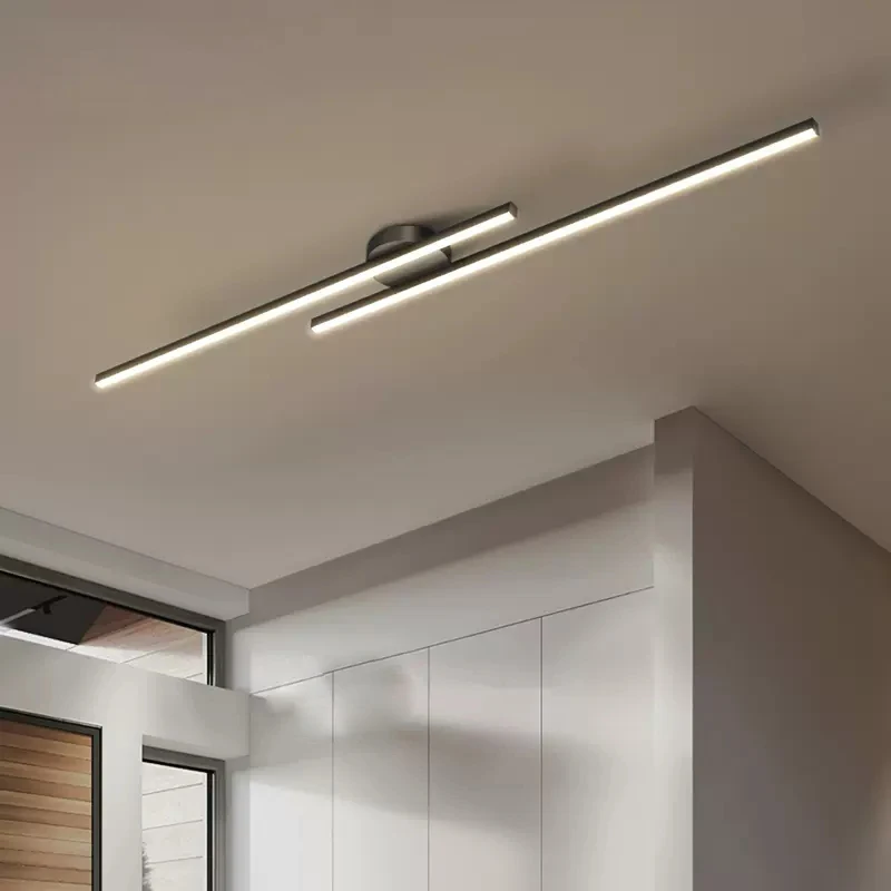 

Modern LED Ceiling Lights Minimalist Long Strip Black White Deco Lamps For Entryway Bedroom Corridor Cloakroom Luminaires Lustre