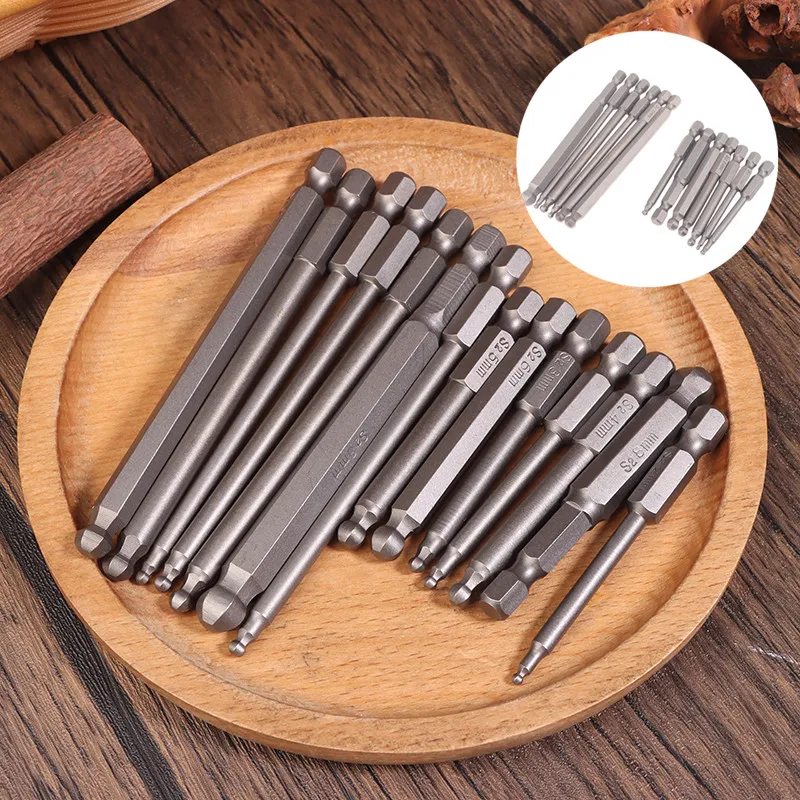 六角ドリルセット,電動ドライバー,ボールエンド,65mm, 100mm, 1/4